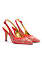 Women's Special Edition Patterned Pointed Toe Evening Dress Shoes Red - 2