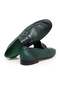 Green Color Laceless Genuine Leather Leather Sole Men's Shoes - 2