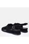 Large size women's genuine leather sandal 41-42-43-44-black suede - 8