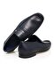 Dark Blue Color Laceless Genuine Leather Leather Sole Men's Shoes - 2