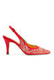 Women's Special Edition Patterned Pointed Toe Evening Dress Shoes Red