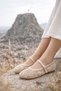 Ecru Beaded Embroidered Women's Mesh Ballerina Summer Wedding Dress Shoes - 2