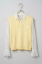 Women's Yellow V-Neck Heart Embroidered Sleeve Lace Detailed Knitwear Sweater - 6