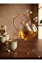 Glass Teapot with Bamboo Handle, Heat Resistant, with Removable Glass Strainer (1000 ml) - 3