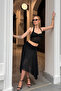 Women's Black Halter Neck Crop Blouse Lined Skirt Two-Piece Set - 4