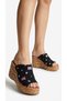 Colorful Flag Detailed High Light-Weighted Cork Heeled Comfortable Women's Summer Slippers Sandals