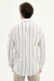 Striped Slim Fit Long Sleeve Men's Shirt White-Brown - 27130.26Y - 4