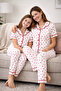 Mother and Daughter Combination 100% Cotton Heart Printed Pajama Set