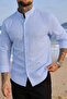 Men's Regular Fit Lapel Collar Linen Look Shirt