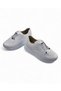 Women's White Lace-Up Thick Flat Sole Comfortable Daily Sports Shoes - 6