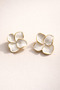White Flower Earrings Stylish Bijouterie Earrings with Gold Color Edge - 6