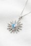 Sun Moon and Star Model Blue Zircon Stone Stainless Steel Silver Color Women's Necklace - 4