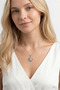 Sun Moon and Star Model Blue Zircon Stone Stainless Steel Silver Color Women's Necklace - 2