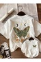 Unisex Butterfly Printed Oversize Crew Neck T-Shirt