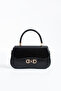 Nçs Black Patent Leather Covered Baguette Crossbody Women's Bag