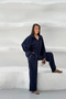 Women's Black Oversize Stylish Tencel Fabric Shirt Wide-Legged Pants Set Comfortable Cut Double Premium Set - 3