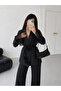 Floral Lace-Up Sleeves Tulle Blazer Suit - 3