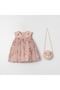 Girl's Cherry Embroidered Muslin Dress and Bag Set Summer Vacation Outfit