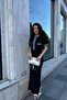 Women's Black Stylish Jean Detailed Buttoned Long Dress (S/M) - 6