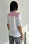 Women's White T-Shirt – Stylish Basic T-Shirt with Scarf Detail - 7