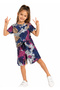 Girl's Batik Patterned Fuchsia Color Shorts Set with Writing on It - 2