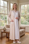 New Season Mink Maternity Full Length Summer Stylish Lace Design Buttoned Dressing Gown Nightgown Set - 3