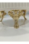 4-Piece Butterfly, Daisy Figured Porcelain, Serving Plate, Presentation Bowl, Metal Gold Legs - 5