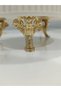 4-Piece Butterfly, Daisy Figured Porcelain, Serving Plate, Presentation Bowl, Metal Gold Legs - 7