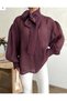 Women's Plum Scarf Blouse - 5