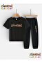 Logo Printed Top and Bottom Tracksuit/T-Shirt Two-Piece Children's Set (Tracksuit with Pockets)