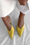 Simple Yellow Patent Leather Mini Heel Women's Slippers - 3