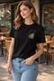 تي شيرت مطرز بإطار زهور -2- أسود - 2