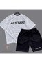 Unisex Alstar Printed Crew Neck Oversize T-Shirt Shorts Set - Sporty Summer 2-Piece Tshirt Shorts Combination - 2