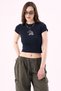 Crep Women's Just Real Life Vibes Rabbit Printed Crop T-Shirt Crew Neck Short Sleeve – Slim Fit 100% - 5