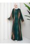 Plus Size Covered Dress with Stone Detail and Patterned Design - 7
