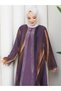 Plus Size Covered Dress with Stone Detail and Patterned Design - 3