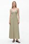 Crossed Strap V-Neck Long Dress Khaki