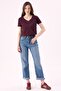 Crep Women's Basic V-Neck Short Sleeve T-Shirt Plum – Regular Fit 100% Cotton - 6