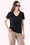 Crep Women's Basic V-Neck Short Sleeve T-Shirt Black – Regular Fit 100% Cotton