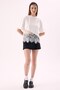 Crep Women's Asymmetrical Cut Lace Detailed Design Ecru Short Sleeve T-Shirt – Modern Fit 100% Cotton - 5