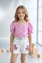 Floral Embroidered Belted Shorts Girls' 3-Piece Set - Age 2/10 - 31308 - 6