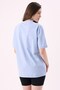 Crep Women's Basic Crew Neck Oversize T-Shirt Blue – 100% Organic Cotton - 2