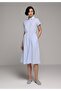 Regular Fit Striped Women's Blue Short Sleeve Dress - 3