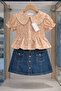 Girl's Set with Floral Patterned Blouse and Denim Skirt - Age 2/10 - 31710 - 4
