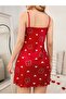 Mini Lace Collared Nightgown with Ribbon and Heart Detail - 3