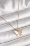 316L Steel Gold Color Chain Zircon Stone White Enamel Butterfly Model Women's Necklace