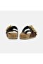 Women's Bitter Brown Straw Flower Detailed Suede Slippers - 5
