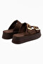 Jenet Brown Suede Double-Strapped Women's Slippers - 5