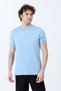 Men's Crew Neck Sleeve Ornament Label 100% Cotton T-Shirt Ice Blue - 26Y 2143 - 6
