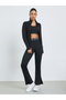 Black Contour Seam Detail Curved Hem Full Zip Up Jacket - 2